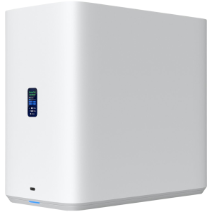 Ubiquiti UniFi UNAS-4-W-EU Network Attached Storage with (4) 2.5/3.5" HDD bays, (2) M.2 NVMe SSD cache slots, 2.5 GbE networking, USB-C connectivity, and an included PoE+++ adapter, all in a compact footprint