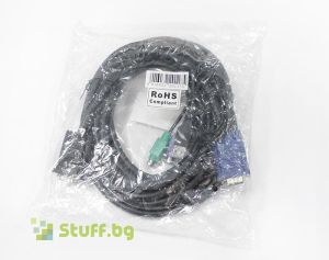 Mixed major brands KVM VGA Male to VGA with USB + 2xPS/2 Male Cable