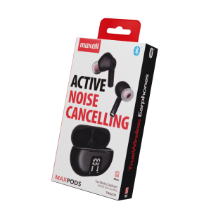 Блутут безжични  слушалки тапи MAXPODS active noise cancelling black  MAXELL Truewireless