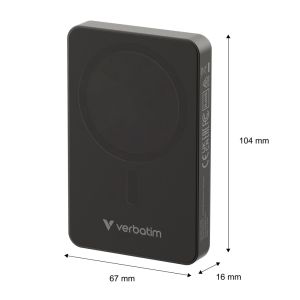 Външна батерия Verbatim Charge 'n' Go Essentials Power Bank Magnetic Wireless 10000mAh Black