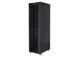Комуникационен шкаф Lanberg rack cabinet 19" free-standing 47U/800x1000 (flat pack) with glass door lcd black v2