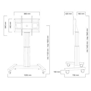 Стойка Neomounts Motorised Mobile Floor Stand - VESA 200x200 up to 800x600