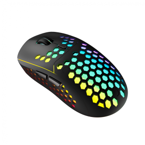Canyon 7keys Gaming 2.4G wireless mouse, KA8 sensor, DPI up to 1600, rubber coating on panel, Huano 1million switch, 45cm PVC cable, ABS material. 400mAh battery, size: 125.8*63.7*41mm, weight: 95g, Black