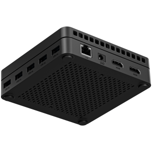 Alder lake N100,8GB+256GB,so-dimm*1,1x SSD-M.2 2280, Wifi6,1xMicroTFCard upto 512GB,5xUSB3.2gen1,1xCombo Jack,1xDCpower connector;2x HDMI1.4Type A,1xType-C data only,1xType-CFull fuction,1x RJ45,fTPM2.0 firmware,VESA mount with screws x1,Linux Ubuntu