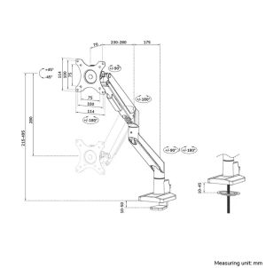 Стойка Neomounts Next Slim Desk Mount, single display (topfix clamp & grommet)