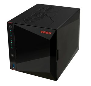 Мрежов сторидж Asustor Nimbustor AS5404T, 4 Bay NAS, Quad-Core 2.0GHz CPU, Dual 2.5GbE Ports, 4GB SO-DIMM DDR4 (Max. 16GB), Four M.2 SSD Slots (Diskless), 3x USB 3.2 Gen 1 Type A, WOW (Wake on WAN), WOL, System Sleep Mode, AES-NI hardware encryption, Blac