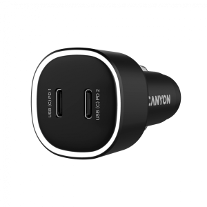 Зарядно за кола Canyon OnDrive 60W 2xUSB-C PD QC3.0 (CNE-CCABR3CC)