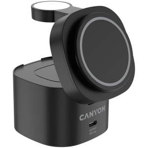 Безжична зарядна станция Canyon OnCharge 4-в-1 Qi2 15W Черен (CNS-WCS405B)