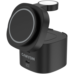Безжична зарядна станция Canyon OnCharge 4-в-1 Qi2 15W Черен (CNS-WCS405B)