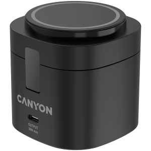 Безжична зарядна станция Canyon OnCharge 4-в-1 Qi2 15W Черен (CNS-WCS405B)