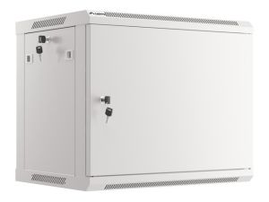 Комуникационен шкаф Lanberg rack cabinet 19" wall-mount 9U/600x450 for self-assembly with metal door grey (flat pack)