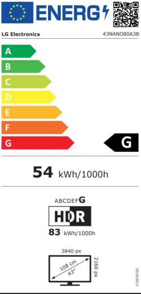 Телевизор LG 43NANO80A3B, 43" 4K HDR Smart Nano Cell TV, 3840x2160, DVB-T2/C/S2, AI Alpha 7, HDR 10 PRO, webOS 25, ThinQ AI, VRR, ALLM, HGiG, WiFi, Clear Voice, AI Upscaling, Bluetooth, Hdmi e-ARC , CI, LAN, AirPlay2, Chromecast, 2 Pole stand, Black