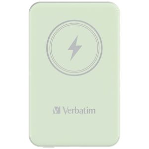Външна батерия Verbatim MCP-5GN Power Pack 5000 mAh with UBS-C PD 20W / Magnetic Wireless Charging 15W Green