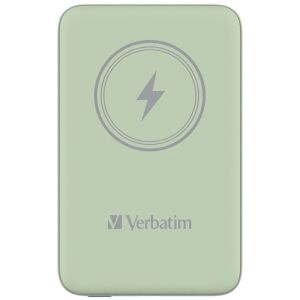 Външна батерия Verbatim MCP-10GN Power Pack 10000 mAh with UBS-C PD 20W / Magnetic Wireless Charging 15W Green