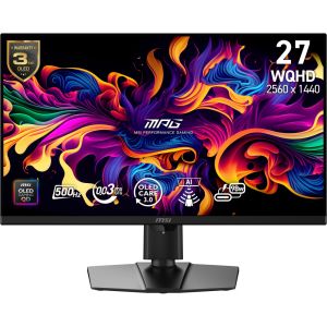 Монитор MSI MPG 271QR QD-OLED X50 Gaming Monitor, 26.5", 0.03ms, 500Hz, 2560x1440, G-SYNC, AMD FreeSync Premium Pro, AI Vision, Console Mode, ClearMR 21000, HDR True Black 500, Type-C(98W PD), DP(2.1a), 2xHDMI(2.1), USB Hub, Pivot, Heigh Adj., VESA, Black