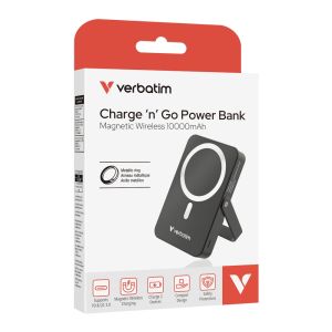Външна батерия Verbatim Charge 'n' Go Power Bank with Stand Magnetic Wireless 10000mAh Black