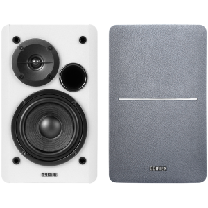 Edifier R1280T 2.0 Bookshelf Speakers, RCA, 0.5-inch Tweeters, 4-inch Drivers, 42W (RMS), Control Knobs and Remote Control, White