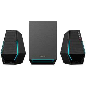 Edifier G1500 MAX 2.1 Audio System, BT V5.3, USB, AUX, 2.5-inch Drivers, 4-inch Subwoofer, RGB Lighting, 30W (RMS), Black