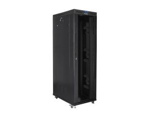 Комуникационен шкаф Lanberg rack cabinet 19" free-standing 42U/800x1200 (flat pack) with glass door lcd black v2