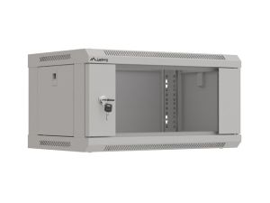 Комуникационен шкаф Lanberg rack cabinet 19" wall-mount 4U/540x350 (flat pack) with glass door grey