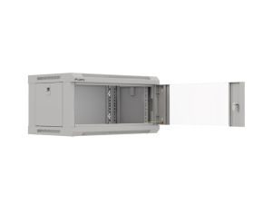 Комуникационен шкаф Lanberg rack cabinet 19" wall-mount 4U/540x350 (flat pack) with glass door grey