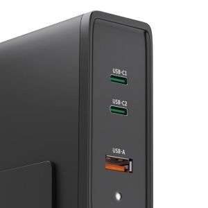 HAMA Зарядна станция 140W, USB-C, 3 порта, GaN, Power Delivery (PD)