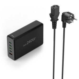 HAMA Зарядна станция 240 W, GaN, Fast Charger, 4 x USB-C, 1 x USB-A, PD