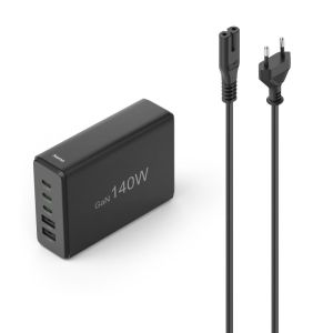 HAMA Зарядна станция 140 W, GaN, Fast Charger, 3 x USB-C, 2 x USB-A, PD