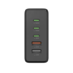 HAMA Зарядна станция 140 W, GaN, Fast Charger, 3 x USB-C, 2 x USB-A, PD