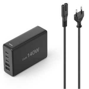 HAMA Зарядна станция 140 W, GaN, Fast Charger, 3 x USB-C, 2 x USB-A, PD