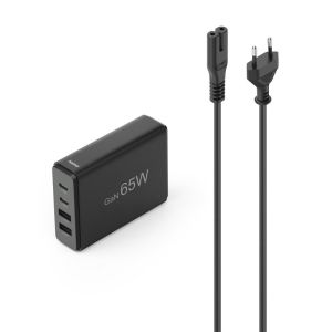 HAMA Зарядна станция 65 W, GaN, Fast Charger, 2 x USB-C, 2 x USB-A, PD