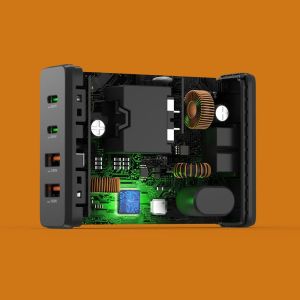 HAMA Зарядна станция 65 W, GaN, Fast Charger, 2 x USB-C, 2 x USB-A, PD