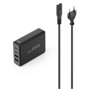 HAMA Зарядна станция 65 W, GaN, Fast Charger, 2 x USB-C, 2 x USB-A, PD