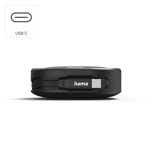 HAMA Прибиращ се кабел за зареждане, USB-C - USB-C, 60 W, 1 м