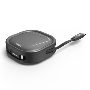 HAMA Прибиращ се кабел за зареждане, USB-C - USB-C, 60 W, 1 м
