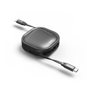 HAMA Прибиращ се кабел за зареждане, USB-C - USB-C, 60 W, 1 м