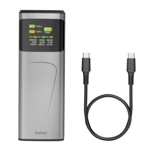 HAMA Външна батерия “High Power”, 150 W, 24000 mAh, 2x USB-C, USB-A, бързо зареждане