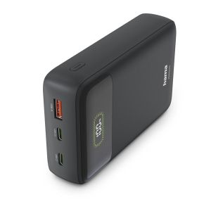 HAMA Външна батерия "PD20-W20", 20000 mAh, 3 изхода: 2 x USB-C, USB-A, Бързо зареждане