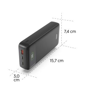 HAMA Външна батерия "PD27-W65", 27000 mAh, Изходи: 2xUSB-C, USB-A, Бързо зареждане