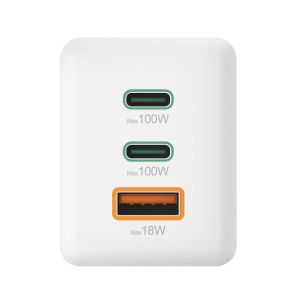 HAMA Комплект Бързо зарядно и кабел за зареждане, 100 W GaN, 2x USB-C PD, 1x USB-A QC