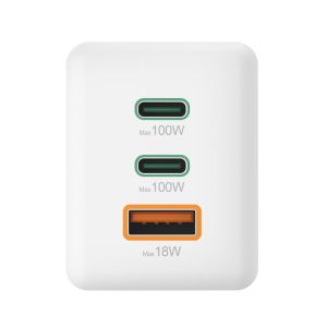 HAMA Комплект Бързо зарядно и кабел за зареждане, 100 W GaN, 2x USB-C PD, 1x USB-A QC
