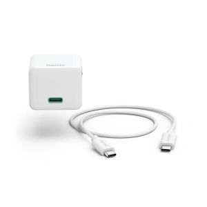 HAMA Комплект бързо мини зарядно с USB-C кабел за зареждане, PD, 20W, 1 м, бяло