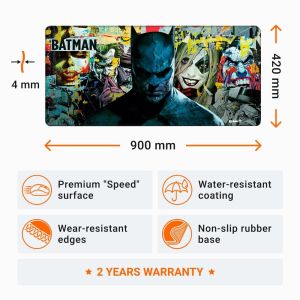 Геймърски пад DC Batman: Torn Collage - Batman and Villains, XL