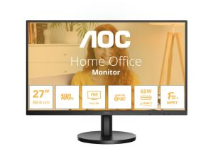 Монитор AOC 27B3CA2, 27" IPS WLED, 1920x1080@100Hz, 4ms GtG, 1ms MPRT, 250cd m/2, 1300:1, 20M:1, Adaptive Sync, FlickerFree, Low Blue Light, 2Wx2, Tilt, HDMI, USB hub