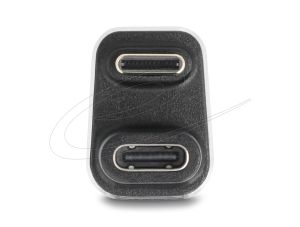 Delock Адаптер USB-C мъжко към женско USB-C, под  180° ,  40 Gbps PD 3.1 240 W ,  U-образен 8K 60 Hz metal