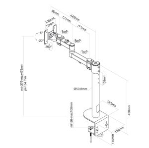 Стойка за монитор NEOMOUNTS BY NEWSTAR за 1 монитор 10-49" до 20kg със скоба (FPMA-D960BLACKPLUS)
