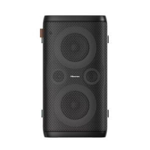 Аудио система Hisense Party Rocker One Plus (HP110) Bluetooth Speaker with 300W Power, Built-in Woofer, Karaoke Mode, Built-in Wireless Charging Pad, AUX Input and Output, USB, 15 Hour Long-Lasting Battery 4 x 2500Ah, 2x mics included, Black