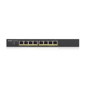 Комутатор ZyXEL GS1900-8HP, 8-port GbE L2 PoE Smart Switch, 802.3at, desktop, fanless, 70 Watt