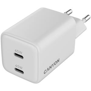 Зарядно устройство Canyon 45W GaN 2xUSB-C PD (CNS-CUW45CC)