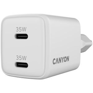 Зарядно устройство Canyon 35W 2xUSB-C GaN PD PPS (CNS-CUW35CC)
